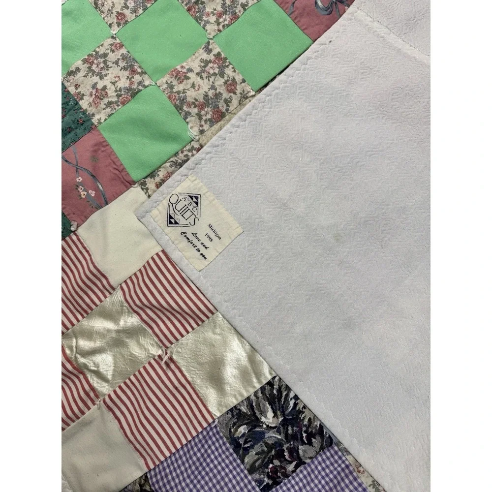 VTG Quilt‎ Baby Patchwork By ABC Quilts 1998 Colorful Nursery Blanket